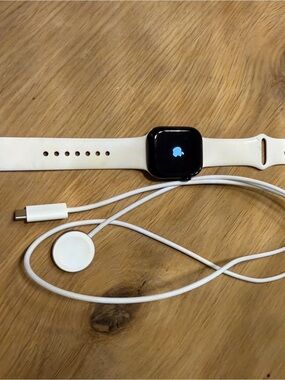 Apple Smartwatch with White Silicone Band and Magnetic Charger